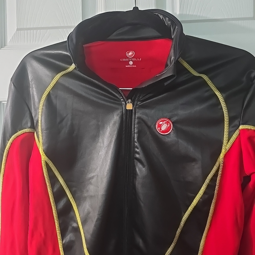 Castelli Cycle Cycling Red Black Jacket Men's size Large Made In USA - Picture 2 of 10